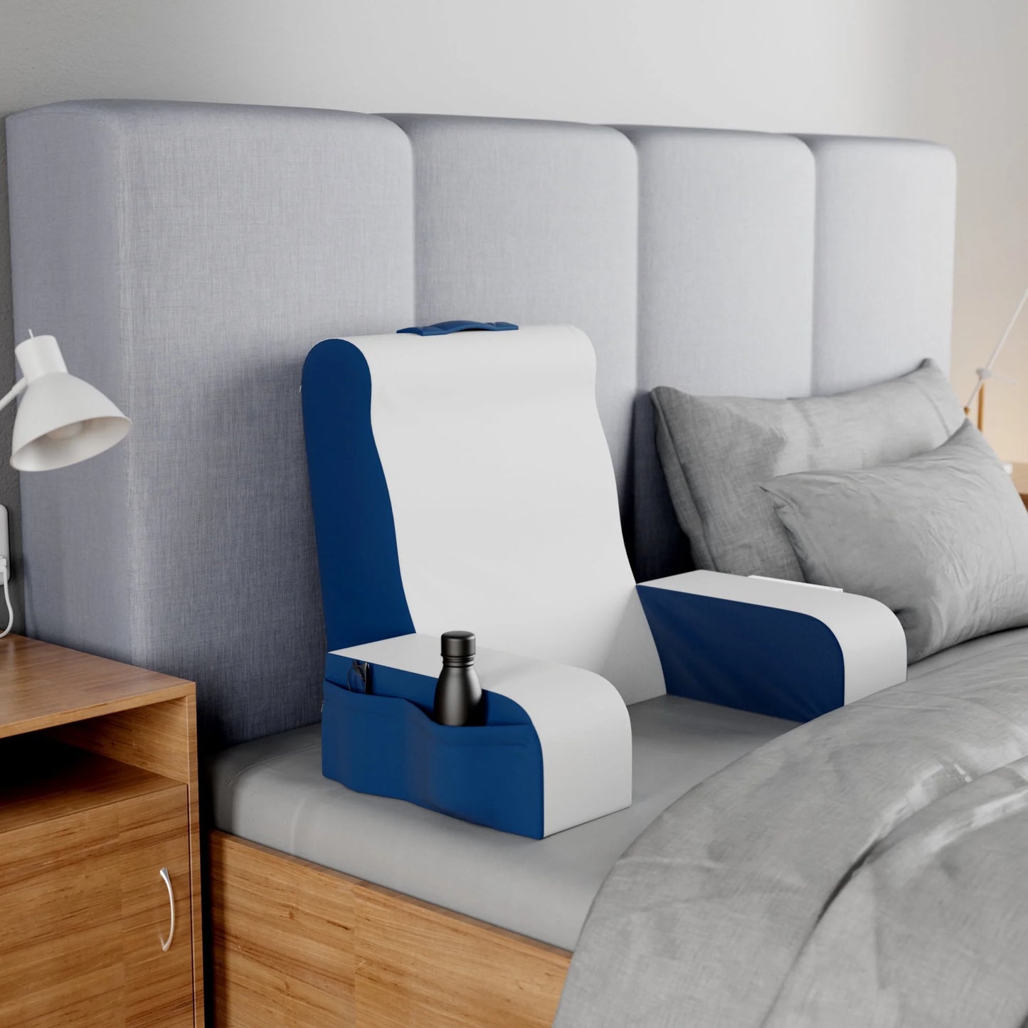 BedRest™ Premium Reading & Support Pillow – Solid Foam Backrest with Detachable Neck Roll, Plush Velvet Cover & Arm Support (19" Wedge)