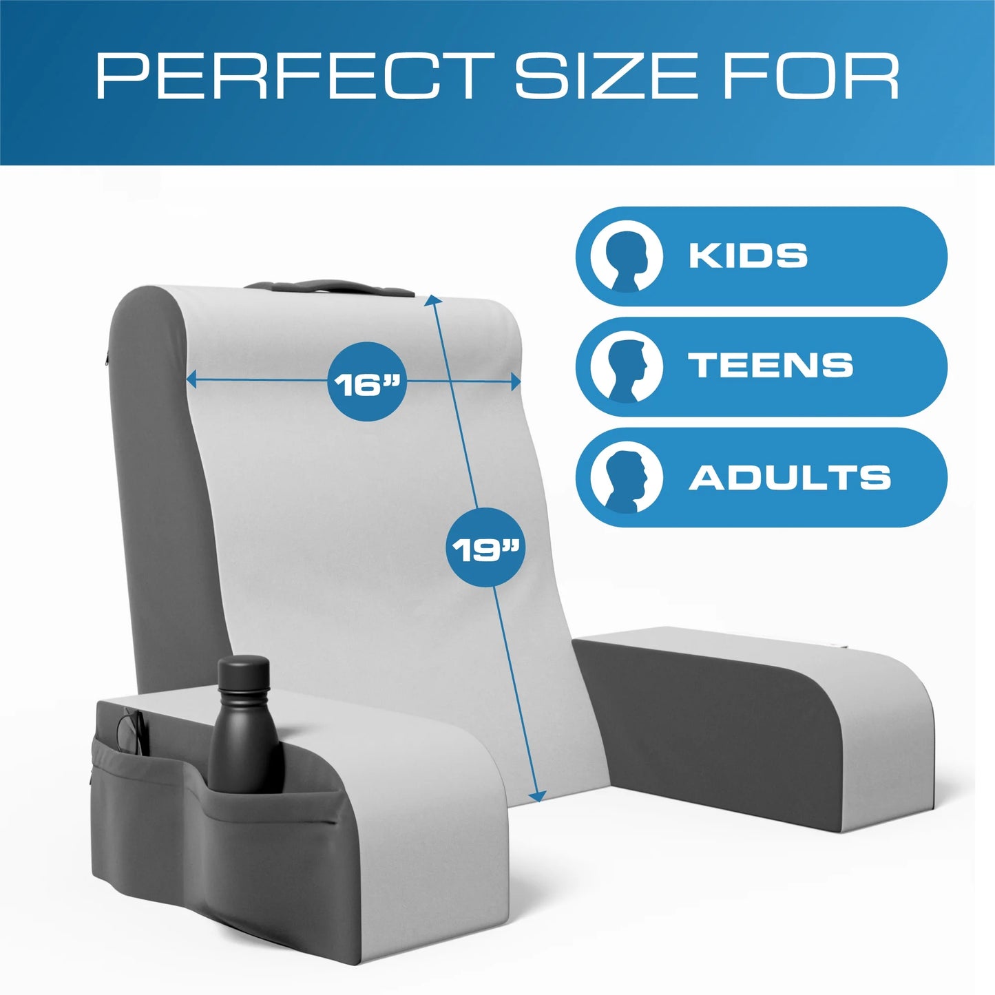 Reading Pillow | Full Support for Comfort Solid Foam | Back Pillow for Bed Sitting up TV Book Gaming Pillow - Back Support Pillow for Bed Backrest Bed Chair with Arms (Grey/White, Standard)