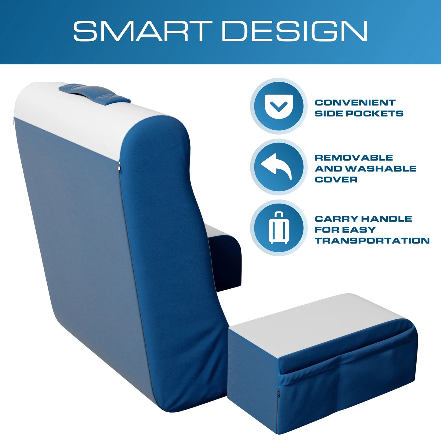 BedRest™ Premium Reading & Support Pillow – Solid Foam Backrest with Detachable Neck Roll, Plush Velvet Cover & Arm Support (19" Wedge)